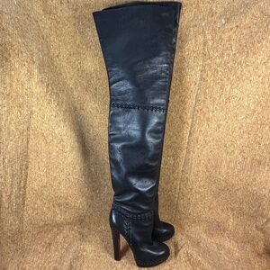 Christian Louboutin Tres Contente OTK Platform Boots Black Leather EU 39.5